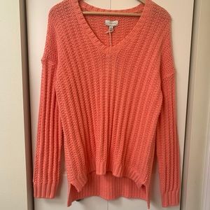Lucky Brand Coral V-Neck Sweater Size Medium